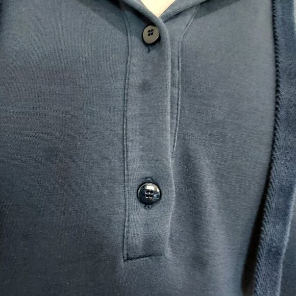 Max Mara Navy Blue Short Sleeve Hooded Top - Picture 9 of 10